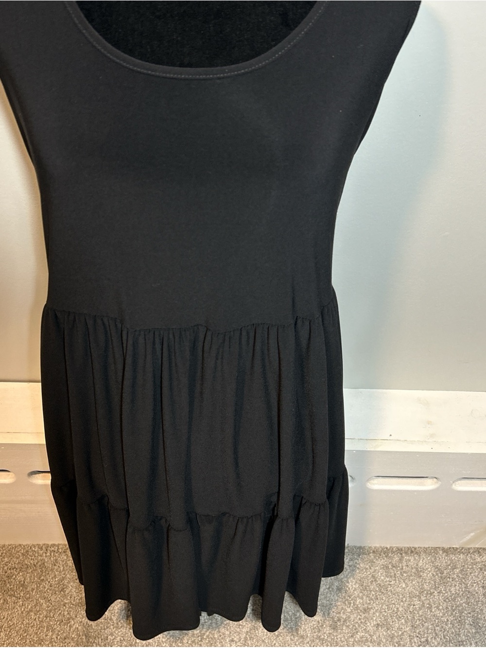 Nicole Miller Black Sleeveless Tiered Mini Dress
